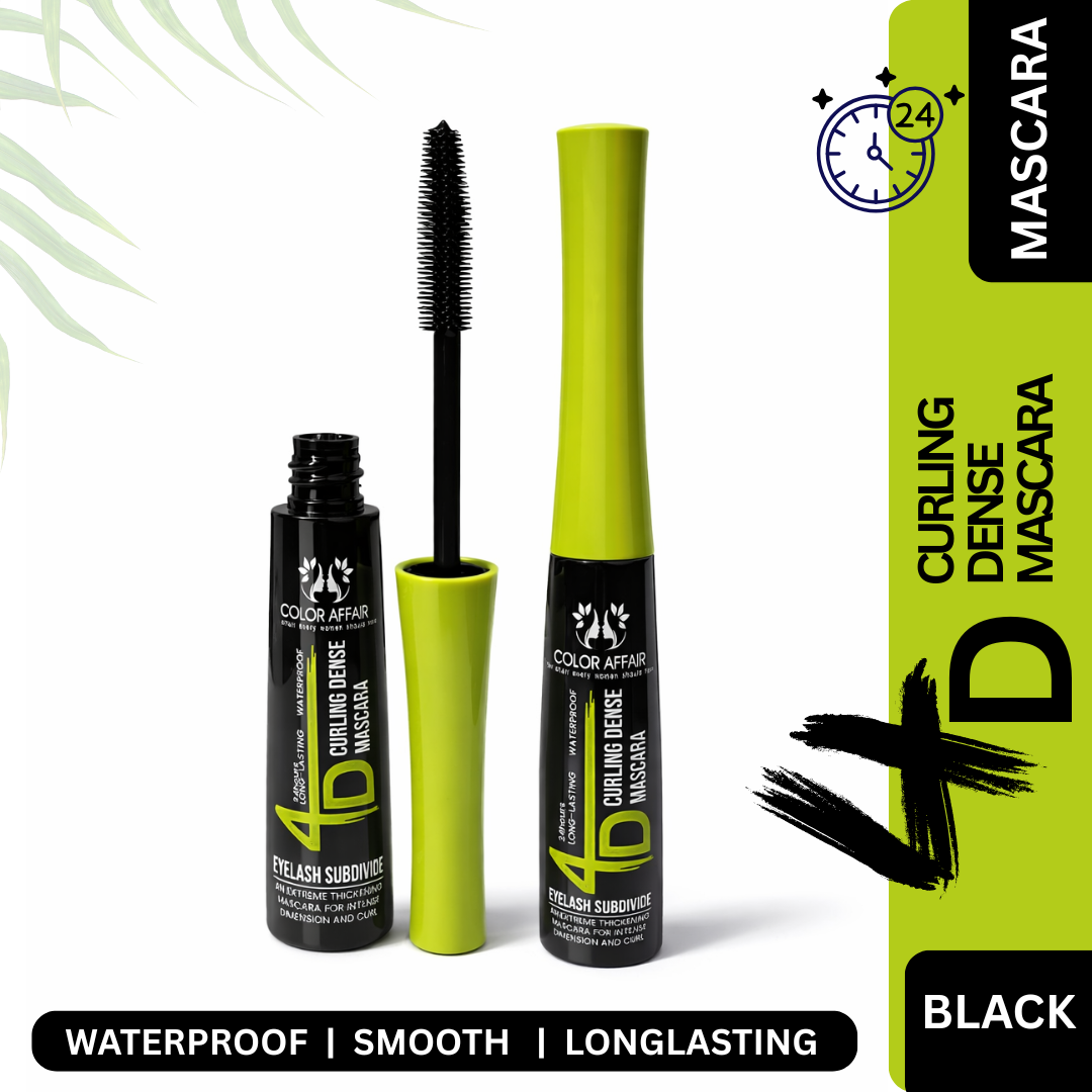 Color Affair 4D Curling Dense Mascara – Waterproof, Smooth Application & 24-Hour Long-Lasting Volume
