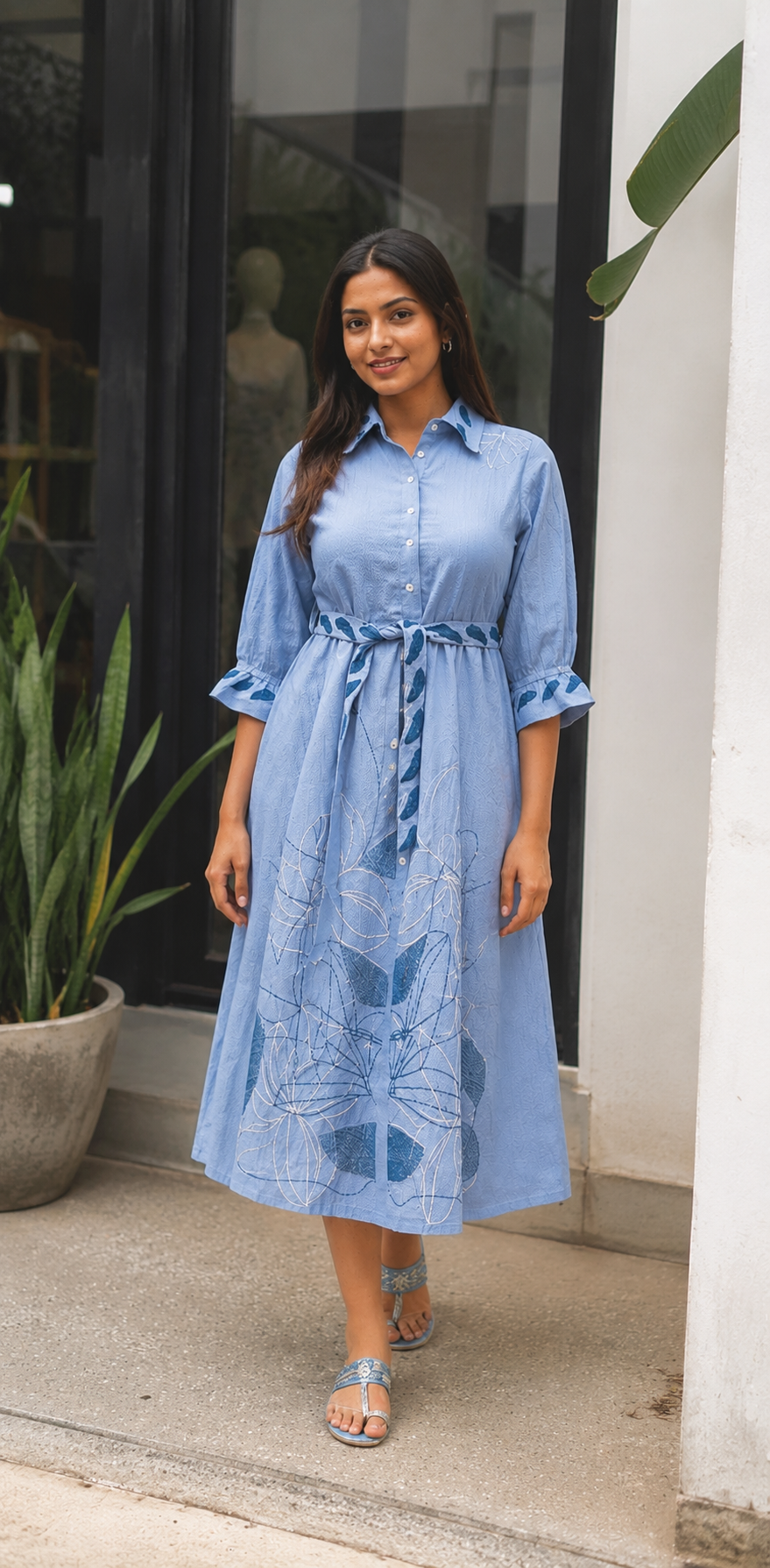 women's powder blue dress Floral Printed Cotton Midi 5% Elastane. 14257L4686 A-Line Off Shoulder Tulle Size:EU 44 | US 11