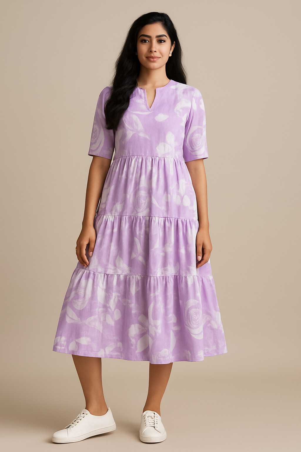 Lavender Bloom 001 – Rayon Tiered Kurti
