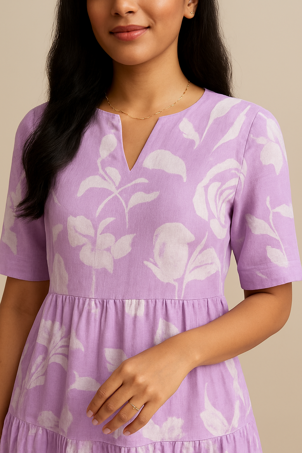 Lavender Bloom 001 – Rayon Tiered Kurti